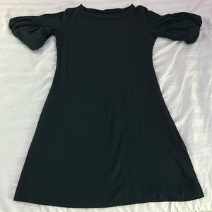 basic black puff sleeve dress